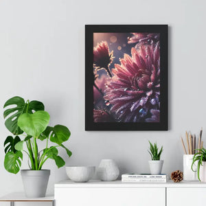 Chrysanthemum Dew Drops Framed Vertical Poster - Dipaliz - Posters