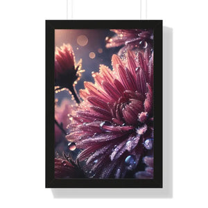 Chrysanthemum Dew Drops Framed Vertical Poster - Dipaliz - 16″ x 24″ / Black - Posters