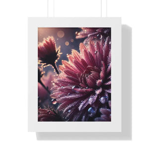 Chrysanthemum Dew Drops Framed Vertical Poster - Dipaliz - 11’’ x 14’’ / White - Posters