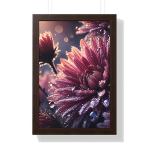 Chrysanthemum Dew Drops Framed Vertical Poster - Dipaliz - 16″ x 24″ / Walnut - Posters