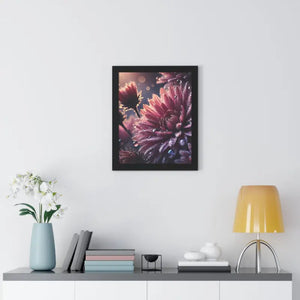 Chrysanthemum Dew Drops Framed Vertical Poster - Dipaliz - Posters