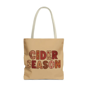 Cider Season Tote Bag, Fall Harvest Plaid Graphic - Bags