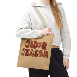 Cider Season Tote Bag, Fall Harvest Plaid Graphic - Bags