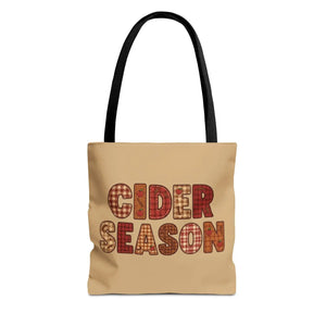 Cider Season Tote Bag, Fall Harvest Plaid Graphic - Bags