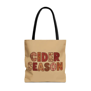 Cider Season Tote Bag, Fall Harvest Plaid Graphic - Bags