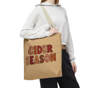 Cider Season Tote Bag, Fall Harvest Plaid Graphic - Bags