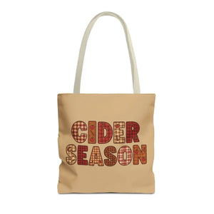 Cider Season Tote Bag, Fall Harvest Plaid Graphic - Bags