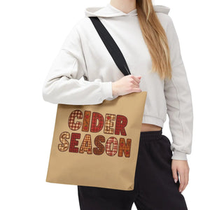 Cider Season Tote Bag, Fall Harvest Plaid Graphic - Bags