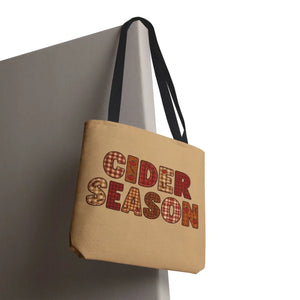 Cider Season Tote Bag, Fall Harvest Plaid Graphic - Bags