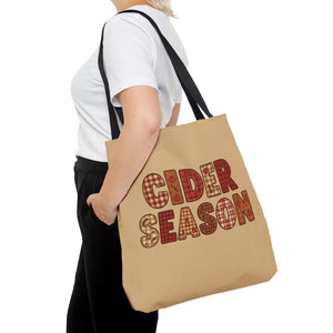 Cider Season Tote Bag, Fall Harvest Plaid Graphic - Bags