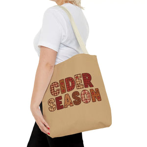 Cider Season Tote Bag, Fall Harvest Plaid Graphic - Bags