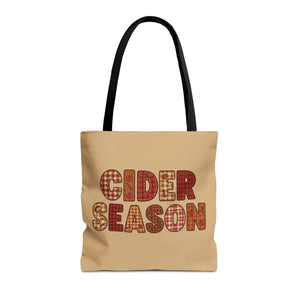 Cider Season Tote Bag, Fall Harvest Plaid Graphic - Bags