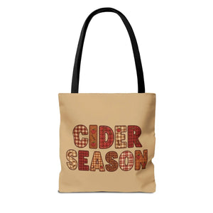 Cider Season Tote Bag, Fall Harvest Plaid Graphic - Bags