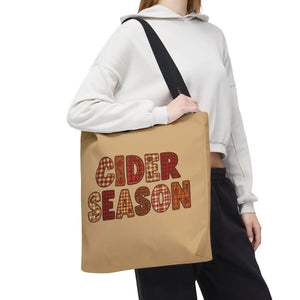 Cider Season Tote Bag, Fall Harvest Plaid Graphic - Bags