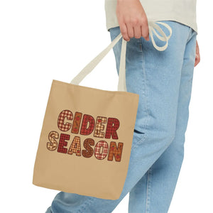 Cider Season Tote Bag, Fall Harvest Plaid Graphic - Bags