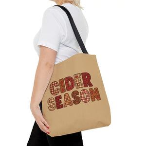 Cider Season Tote Bag, Fall Harvest Plaid Graphic - Bags