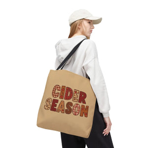 Cider Season Tote Bag, Fall Harvest Plaid Graphic - Bags