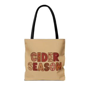 Cider Season Tote Bag, Fall Harvest Plaid Graphic - Bags