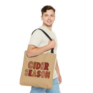 Cider Season Tote Bag, Fall Harvest Plaid Graphic - Bags