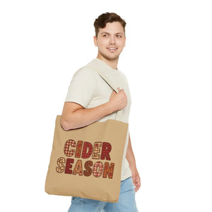 Cider Season Tote Bag, Fall Harvest Plaid Graphic - Bags