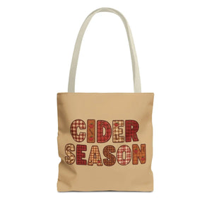 Cider Season Tote Bag, Fall Harvest Plaid Graphic - Bags