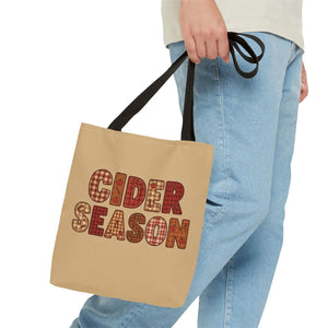 Cider Season Tote Bag, Fall Harvest Plaid Graphic - Bags