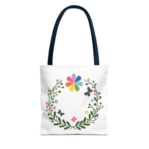 Vibrant Floral Aop Tote - Black Cotton Handles - Dipaliz - Bags