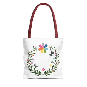 Vibrant Floral Aop Tote - Black Cotton Handles - Dipaliz - Bags