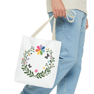 Vibrant Floral Aop Tote - Black Cotton Handles - Dipaliz - Bags