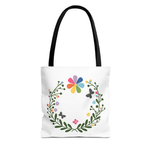 Vibrant Floral Aop Tote - Black Cotton Handles - Dipaliz - Bags