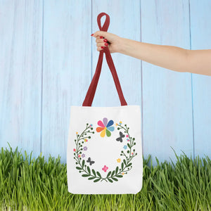 Vibrant Floral Aop Tote - Black Cotton Handles - Dipaliz - Bags