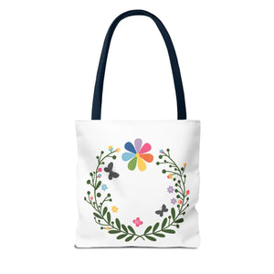 Vibrant Floral Aop Tote - Black Cotton Handles - Dipaliz - Bags