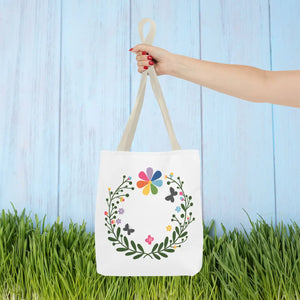 Vibrant Floral Aop Tote - Black Cotton Handles - Dipaliz - Bags