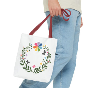 Vibrant Floral Aop Tote - Black Cotton Handles - Dipaliz - Bags