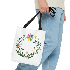 Vibrant Floral Aop Tote - Black Cotton Handles - Dipaliz - Bags