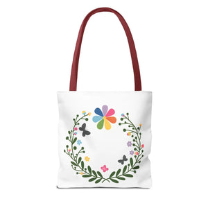 Vibrant Floral Aop Tote - Black Cotton Handles - Dipaliz - Bags