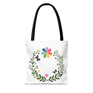 Vibrant Floral Aop Tote - Black Cotton Handles - Dipaliz - Bags