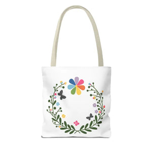 Floral Aop Tote with Black Cotton Handles - Dipaliz - Bags