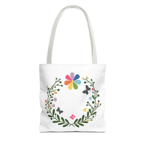 Floral Aop Tote with Black Cotton Handles - Dipaliz - 13’’ × / White - Bags