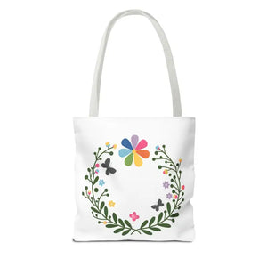 Floral Aop Tote with Black Cotton Handles - Dipaliz - Bags