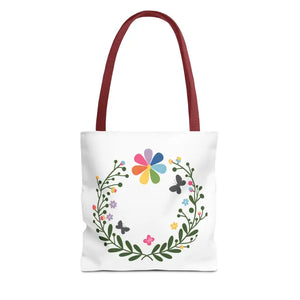Floral Aop Tote with Black Cotton Handles - Dipaliz - 13’’ × / Red - Bags