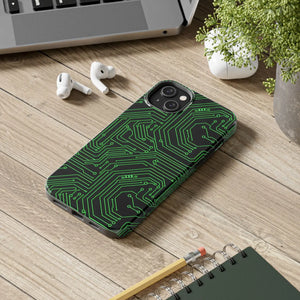 Circuit Board Tough Phone Case - Green Tech Design - Dipaliz
