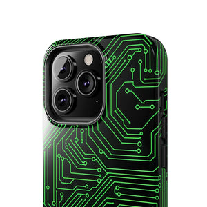 Circuit Board Tough Phone Case - Green Tech Design - Dipaliz