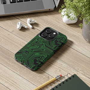 Circuit Board Tough Phone Case - Green Tech Design - Dipaliz