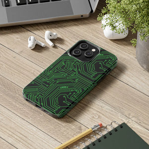 Circuit Board Tough Phone Case - Green Tech Design - Dipaliz