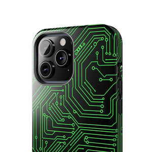 Circuit Board Tough Phone Case - Green Tech Design - Dipaliz