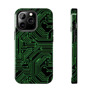 Circuit Board Tough Phone Case - Green Tech Design - Dipaliz - Iphone 13 Pro