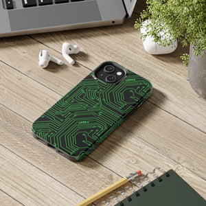 Circuit Board Tough Phone Case - Green Tech Design - Dipaliz - Iphone 14