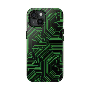 Circuit Board Tough Phone Case - Green Tech Design - Dipaliz - Iphone 15