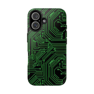 Circuit Board Tough Phone Case - Green Tech Design - Dipaliz - Iphone 16